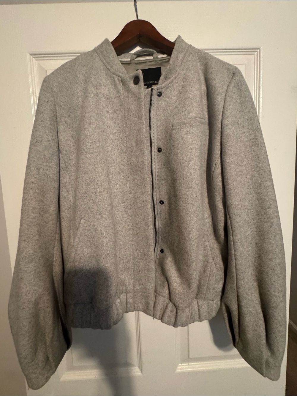 Women’s Banana Republic Italian Wool Bomber Jacket Gray Mario Bellucci